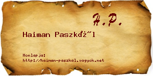 Haiman Paszkál névjegykártya